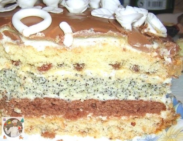 Торт с изюмом орехами и маком рецепт с фото пошагово в домашних условиях